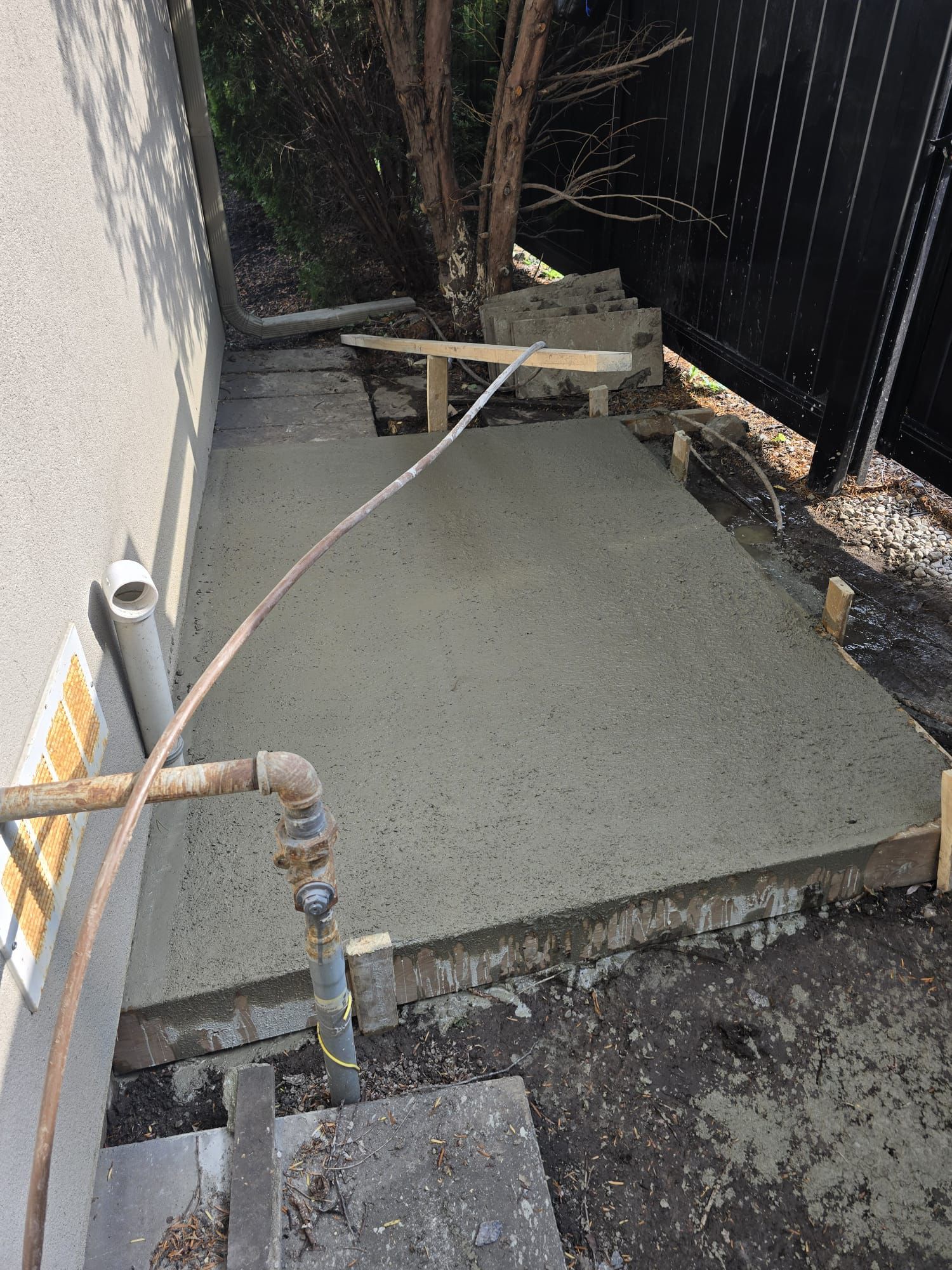 Concrete pour for driveway base and structural pad, GTA construction project